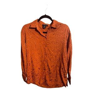 Rachel Zoe Orange Textured Button-Up Blouse